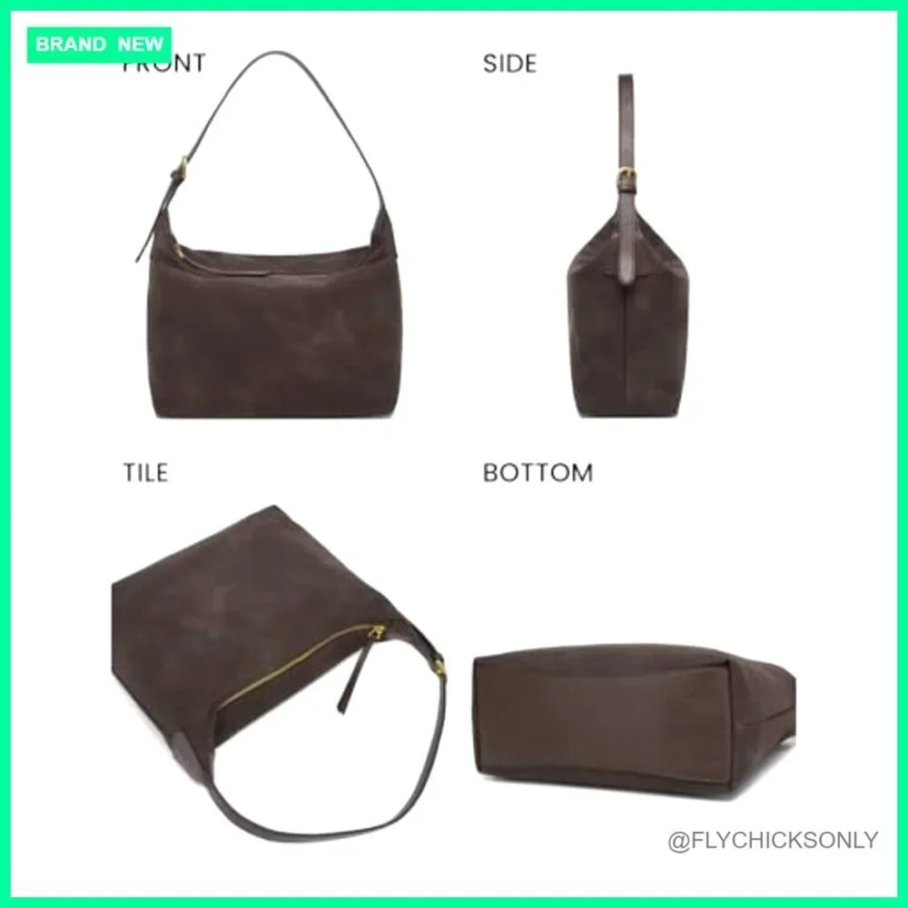 Medium Suede Hobo Bag Adjustable Strap Crossbody Shoulder Purse